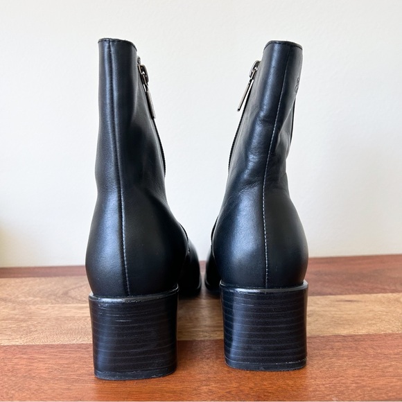Aqua College Black Leather Chelsea Boots Square Toe Chunky Heal Women's Size 7.5 - Picture 6 of 10